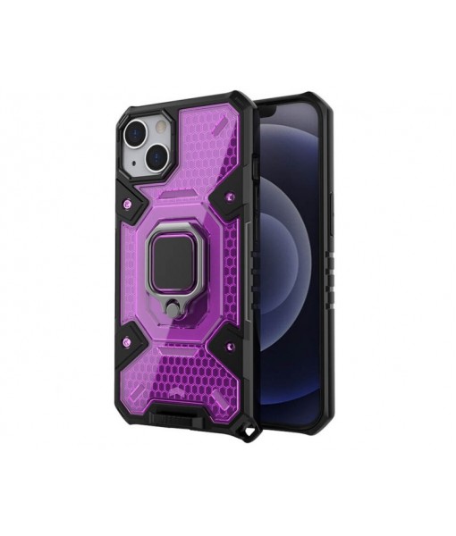Husa Techsuit Honeycomb Armor Cu Inel Metalic, iPhone 13 mini, Mov